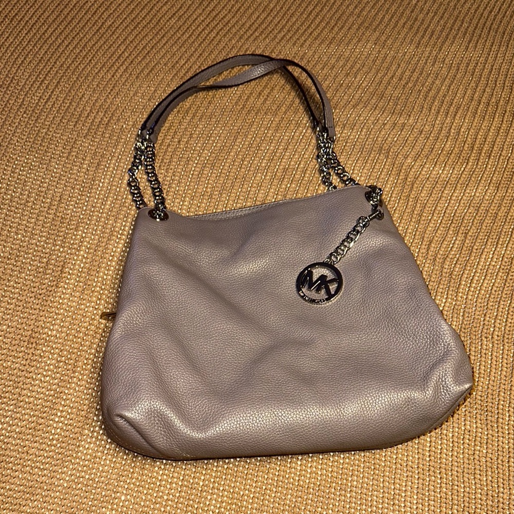 Michael Kors Gray Leather Shoulder Bag with Slouchy Design